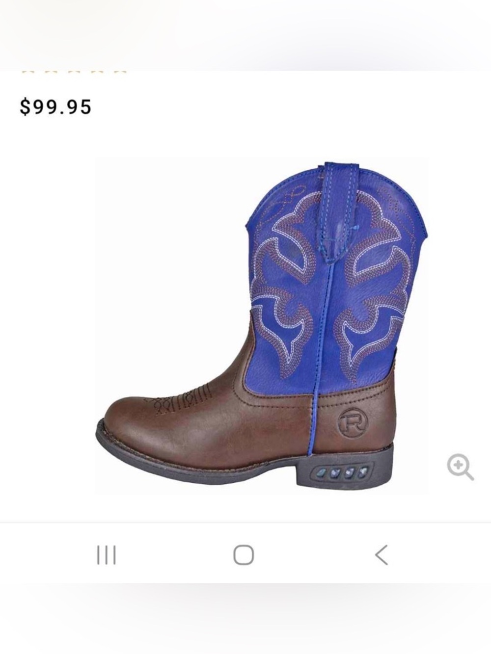 Roper Kids Brown Leather Cowboy Boots with Blue Shaft